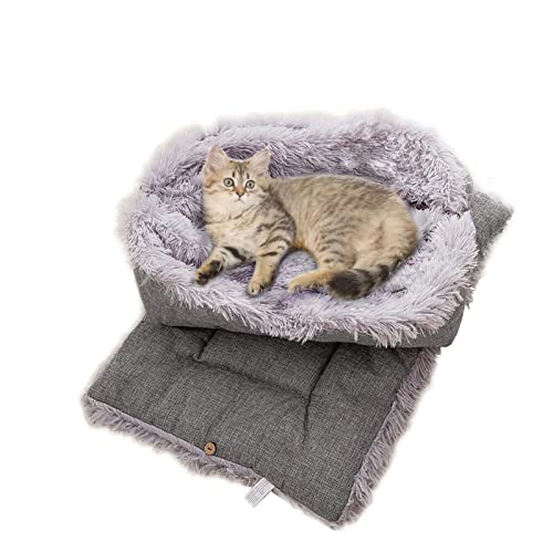 TUAKIMCE Katzenbett 2 in 1 Plüsch Weich Runden Schlafen Katzensofa Flauschige Katzenbett Klein Hund Bett Katzendecke Haustierbett katzenbettchen Tierbett für Katzen und Kleiner Hund (Grau) TUAKIMCE Katzenbett 2 in 1 Plüsch Weich Runden Schlafen Katzensofa Flauschige Katzenbett Klein Hund Bett Katzendecke Haustierbett katzenbettchen Tierbett für Katzen und Kleiner Hund (Grau) von TUAKIMCE