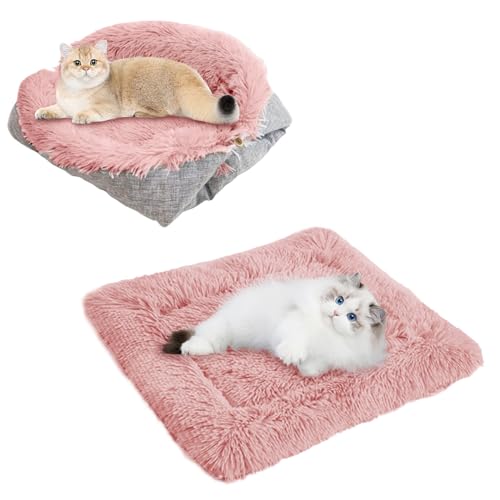 TUAKIMCE Katzenbetten für mittelgroße Katzen und Hunde Funktion 2 in 1 Plüsch Weiche Decke und Katzenbetten für Indoor Katzen Warme Flauschige Haustiermatte Welpenbett Kätzchen Bett Waschbar (Pink) TUAKIMCE Katzenbetten für mittelgroße Katzen und Hunde Funktion 2 in 1 Plüsch Weiche Decke und Katzenbetten für Indoor Katzen Warme Flauschige Haustiermatte Welpenbett Kätzchen Bett Waschbar (Pink) von TUAKIMCE