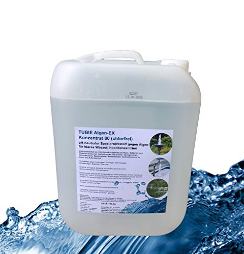 Premium Algen-EX Konzentrat chlorfrei Algenentferner Wasserklärer Algenvernichter Brunnenklar Algizid Brunnen (10 Liter) von TUBIE