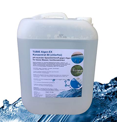 Premium Algen-EX Konzentrat chlorfrei Algenentferner Wasserklärer Algenvernichter Teichreiniger Algizid Pool & Teich (10 Liter) von TUBIE
