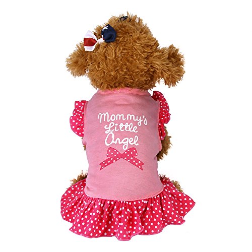 TUDUZ Sommer Pet Kleidung 'Mommy's Little Love' Hund Katze Kleid Rüschen Weste Rock für Kleine Hunde Katze Mädchen Bekleidung Pink (Large, Pink) von TUDUZ-Haustier