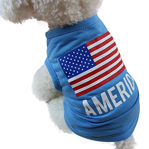 Amerikanische Flagge, süße Haustierweste, Kleidung für kleine Welpen, Kostüm, Sommerkleidung Gefütterte Hundejacke von TUDUZ