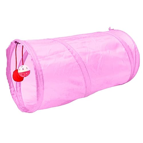 Haustier-Katzen-Tunnel, Röhrenspielzeug, zusammenklappbare Tunnel für Hauskatzen, Kitty, langweiliges Loch, Spielzeug, Katze, Welpe, Kätzchen, Kaninchen Verstecke EIN (Pink, One Size) von TUDUZ