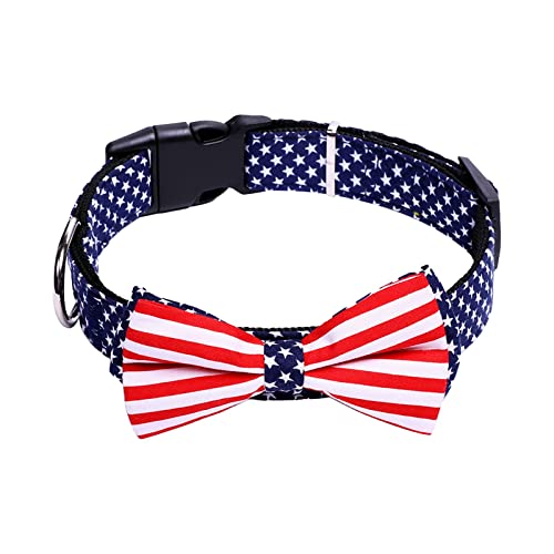 Hundehalsband mit Schleife, Halsband mit amerikanischer Flagge, Bedruckte Fliege für Katzen und Hunde Ziernieten Für Hundehalsbänder von TUDUZ