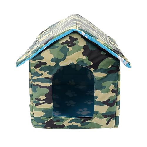 Outdoor Katzenhaus Kitty Shelter Haustierbett für kleine Hundekatze faltbar Fledermauskästen Aus Zedernholz Für Draußen (Camouflage, L) von TUDUZ