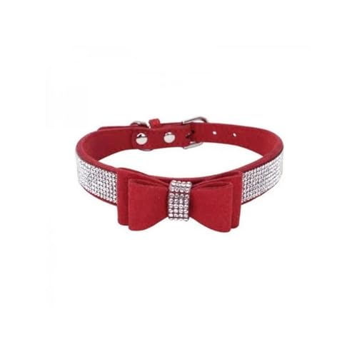 TUDUZ Haustier-Hundehalsband aus mit Strass und Schleife, Kristall, funkelnder, geeignet für kleine und mittelgroße Hunde Hundehalsband Mit Zugstopp (B, L) von TUDUZ