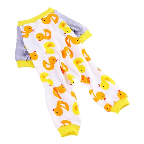 TUDUZ Haustier-Pyjama mit Vier Fußabdrücken, Blumenmuster, bequemer vierbeiniger Homewear-Haustier-Hund, niedliche Strickkleidung Hunde Longieren Zubehör (Yellow, M) von TUDUZ