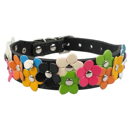 TUDUZ Niedliche -Halsketten mit Blumenmotiv, Hundehalsbänder für kleine und mittelgroße Hunde, Chihuahua Für Hunde (Black, M) von TUDUZ