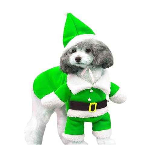 TUDUZ Weihnachtskleidung für Hunde, kreative Kleidung aus Baumwolle, gepolsterte Weihnachtskleidung für Hunde Hundepullover Rückenlänge 55 (Green, XXL) von TUDUZ