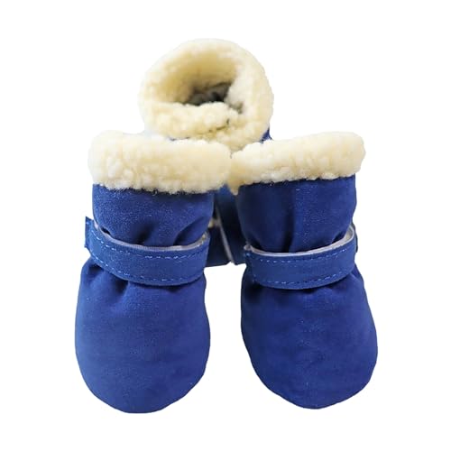 Winter-Haustier (Hund/Katze) Schneestiefel tragen rutschfeste Sohlen, Dicke Plüsch-Haustierschuhe, sehr kalt und schneesicher Hausschuhe (Blue, XL) von TUDUZ