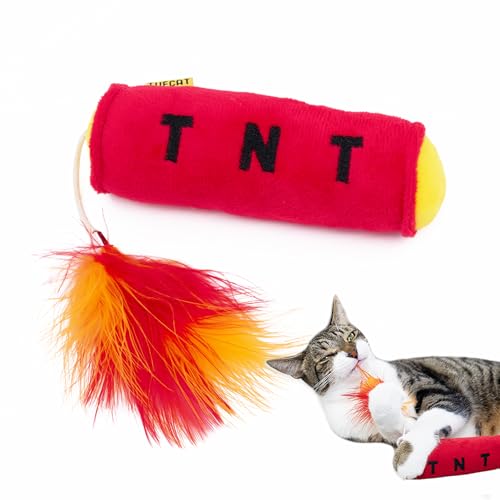 TUFCAT TNT Feder-Katzenspielzeug, Premium-Katzenminze, Jingle-Sound-Spielzeug, weiches lustiges Katzen-Kicker-Spielzeug zum Jagen, Trainieren, Schlagen, Jagen und Beißen für Indoor-Katzen aller Rassen TUFCAT TNT Feder-Katzenspielzeug, Premium-Katzenminze, Jingle-Sound-Spielzeug, weiches lustiges Katzen-Kicker-Spielzeug zum Jagen, Trainieren, Schlagen, Jagen und Beißen für Indoor-Katzen aller Rassen von TUFCAT