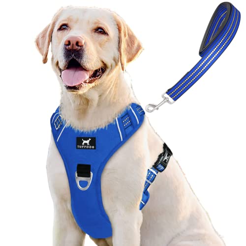 TUFFDOG Easy-Fit Hundegeschirr, Schnellentriegelung, Nackenklammer, hochwertig, gepolstert, reflektierend, kein Ziehen, mit Kontrollgriff, verstellbare Hundeweste zum Hineinsteigen, inklusive von TUFFDOG
