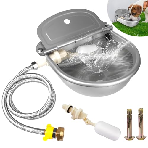 TUHPIBK Automatischer Wasserspender für Hunde, automatische Hundebewässerung für drinnen und draußen, Edelstahl-Wassernapfspender für Nutztiere, Huhn, Hundefutterstation passend für 1,9 cm von TUHPIBK