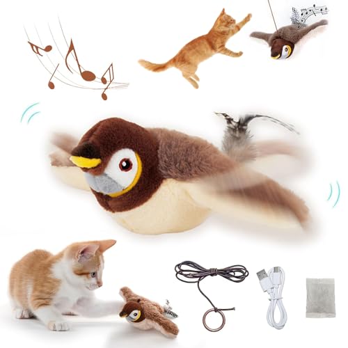 Katzenspielzeug Vogel Fliegt Elektrisch, Interaktives Katzenspielzeug Vogel mit Katzenminze, Katzenspielzeug Selbstbeschäftigung Vogel, Fliegender Vogel Spielzeug für Katzen, Flying Bird Cat Toy Katzenspielzeug Vogel Fliegt Elektrisch, Interaktives Katzenspielzeug Vogel mit Katzenminze, Katzenspielzeug Selbstbeschäftigung Vogel, Fliegender Vogel Spielzeug für Katzen, Flying Bird Cat Toy von TUIBEIDAMAI