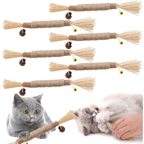 TUIBEIDAMAI Matatabi Katzensticks,Katzensticks Zur Zahnreinigung,Kausticks Set,Katzenminze Spielzeug,Katzenminze Sticks Zum Schleifen von Zähnen,Für ​Katze Zu Spielen, Beißen, Kauen (lang/4PCS) von TUIBEIDAMAI