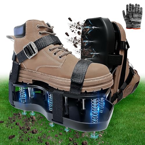 TUIBEIDAMAI Rasenlüfter Schuhe Nagelschuhe, Rasenbelüftung Schuhe mit Feder, Belüftungsschuhe Rasen, Rasen Vertikutierer Schuhe, Rasenschuhe Belüftung, für Rasen Aerifizierer Gartenschuhe von TUIBEIDAMAI