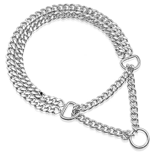Haustier-Klemmhalsband aus Metall für Hunde, verstellbares Hundehalsband aus Edelstahl für das Training von Hunden mit doppelter Verbindungsgliederung Haustier-Klemmhalsband aus Metall für Hunde, verstellbares Hundehalsband aus Edelstahl für das Training von Hunden mit doppelter Verbindungsgliederung von TUITA