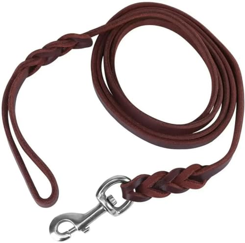 TUITA Hundeleine aus echtem Leder, Lange Hundeleinen, geflochtene Haustier-Trainingsleinen, braun-Schwarze Farben für mittelgroße und große Haustiere TUITA Hundeleine aus echtem Leder, Lange Hundeleinen, geflochtene Haustier-Trainingsleinen, braun-Schwarze Farben für mittelgroße und große Haustiere von TUITA