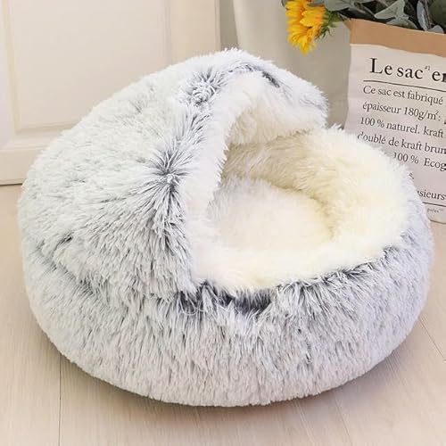 Warmes Hunde- und Katzenbett, rund, lang, Plüsch, Katzenhaus, Höhle, Haustier, Kätzchen, Kissen, Korb, Schlafmatte für Katzen, kleine Hunde, Chihuahua-Nest Warmes Hunde- und Katzenbett, rund, lang, Plüsch, Katzenhaus, Höhle, Haustier, Kätzchen, Kissen, Korb, Schlafmatte für Katzen, kleine Hunde, Chihuahua-Nest von TUITA
