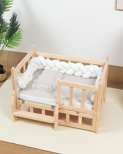 Hundebett Ab Dem Boden Haustier Barsch mit Holzschienen & Schritt, Anti -Allergie -Zwingerbett mit Seiten Rundum, Alle Jahreszeiten X/ XL/ XXL Cat Bettrahmen Hochleistungs ( Color : 2-with Bedding , S Hundebett Ab Dem Boden Haustier Barsch mit Holzschienen & Schritt, Anti -Allergie -Zwingerbett mit Seiten Rundum, Alle Jahreszeiten X/ XL/ XXL Cat Bettrahmen Hochleistungs ( Color : 2-with Bedding , S von TUJOBA