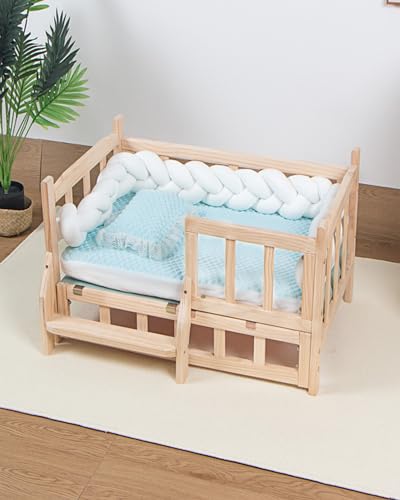 Hundebett Ab Dem Boden Haustier Barsch mit Holzschienen & Schritt, Anti -Allergie -Zwingerbett mit Seiten Rundum, Alle Jahreszeiten X/ XL/ XXL Cat Bettrahmen Hochleistungs ( Color : 3-with Bedding , S Hundebett Ab Dem Boden Haustier Barsch mit Holzschienen & Schritt, Anti -Allergie -Zwingerbett mit Seiten Rundum, Alle Jahreszeiten X/ XL/ XXL Cat Bettrahmen Hochleistungs ( Color : 3-with Bedding , S von TUJOBA