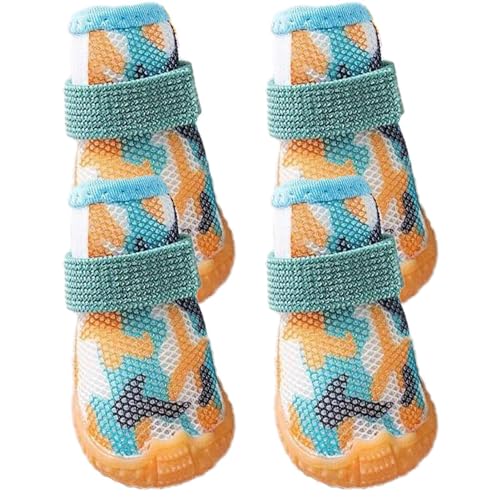 TUJOBA Hundeschuhe, 4 atmungsaktive Haustierstiefel, Hundepfotenschutz, elastische Hundeschuhe, rutschfeste Welpenschuhe, Hundeschuhe für Spaziergänge, , Wandern, Outdoor-Hundeschuhe von TUJOBA