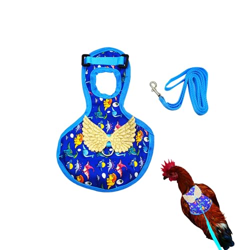 TUKEVA Hühner Trainingsgeschirr bequemes Huhn Trainingsgeschirr Verstellbares Hühnergeschirr mit Leine Hühner- Und Entenweste Atmungsaktives für Huhn, Henne, Ente Oder Gans Lauftraining (Blau) von TUKEVA
