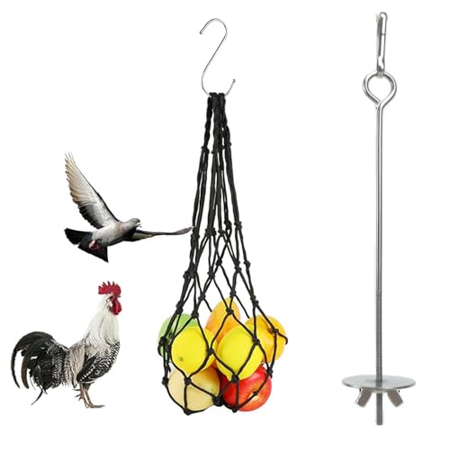 Hähnchen Futterautomat, Fütterungs Netzbeutel, Hühner Futternetz zum Aufhängen, Hühnerfutter Netzbeutel, Hühner Spielzeug Zubehör mit Stück Haken, Edelstahl Spieß Obst Feeder, 2 Stück von TUKNN