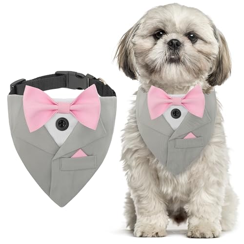TUKOAW Hunde-Smokinghalstuch, Hochzeit, Hundehalstuch, Fliege, Smoking, formelles Hundekostüm für Geburtstag, Hochzeit, Urlaub, verstellbares Hunde-Smokinghalsband für kleine, mittelgroße und große TUKOAW Hunde-Smokinghalstuch, Hochzeit, Hundehalstuch, Fliege, Smoking, formelles Hundekostüm für Geburtstag, Hochzeit, Urlaub, verstellbares Hunde-Smokinghalsband für kleine, mittelgroße und große von TUKOAW
