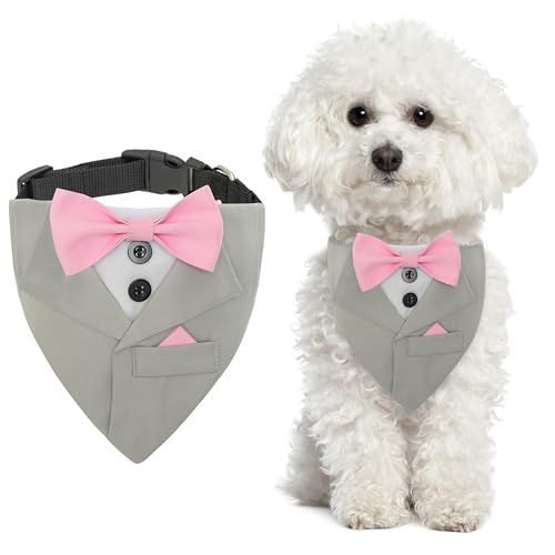 TUKOAW Hunde-Smokinghalstuch, Hochzeit, Hundehalstuch, Fliege, Smoking, formelles Hundekostüm für Geburtstag, Hochzeit, Urlaub, verstellbares Hunde-Smokinghalsband für kleine, mittelgroße und große TUKOAW Hunde-Smokinghalstuch, Hochzeit, Hundehalstuch, Fliege, Smoking, formelles Hundekostüm für Geburtstag, Hochzeit, Urlaub, verstellbares Hunde-Smokinghalsband für kleine, mittelgroße und große von TUKOAW