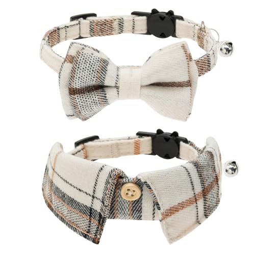 TUKOAW Katzenhalsbänder mit Glöckchen, karierte Fliege, Katzenhalsband und niedliches Hemd, Katzenhalsband für Mädchen und Jungen, Katzen, Kätzchen, Welpen (verstellbarer Halsumfang 19,8 cm - 26,7 TUKOAW Katzenhalsbänder mit Glöckchen, karierte Fliege, Katzenhalsband und niedliches Hemd, Katzenhalsband für Mädchen und Jungen, Katzen, Kätzchen, Welpen (verstellbarer Halsumfang 19,8 cm - 26,7 von TUKOAW