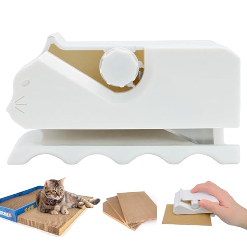 Katzenkratzer Kartonschneider - Ergonomisches Handwerkzeug für DIY Katzenkratzer, Einstellbare Schneideeinstellungen, Kartonabisolierer & Recyclingwerkzeug für Bastler (Weiß) von TULEBOLIAN