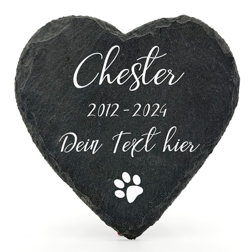 Individueller Personalisiert Herzform Tiergrabstein Schiefer Gedenkstein für Hund, Katze und andere Haustiere Tiere - Größe | 10 x 10 cm | - Dein Text von TULLUN