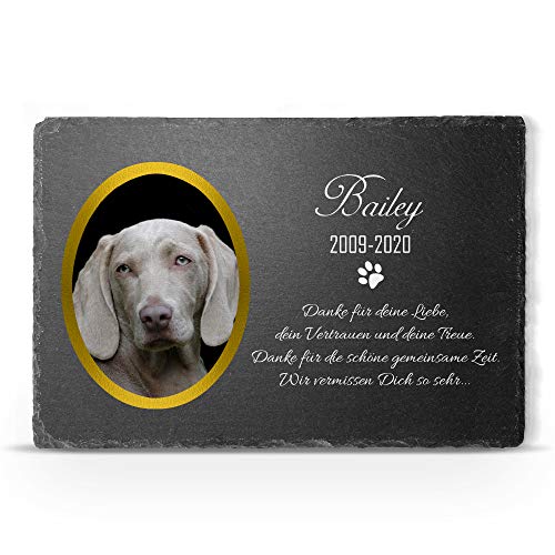 TULLUN Individueller Personalisiert Tiergrabstein Schiefer Gedenkstein für Hund, Katze und andere Haustiere - Größe 20 x 30 cm - Personalisiert Text und Ovales Foto TULLUN Individueller Personalisiert Tiergrabstein Schiefer Gedenkstein für Hund, Katze und andere Haustiere - Größe 20 x 30 cm - Personalisiert Text und Ovales Foto von TULLUN