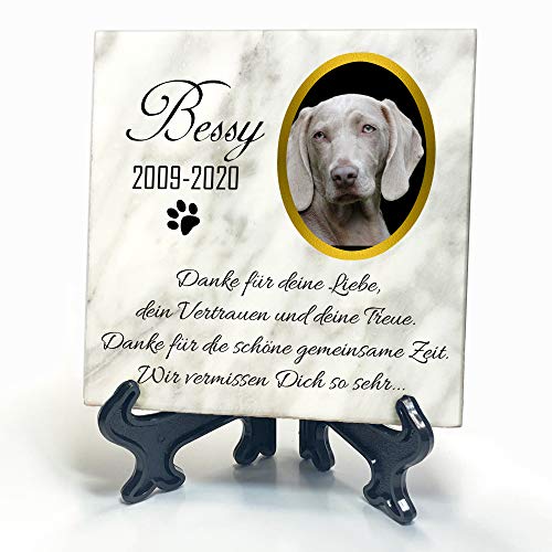 TULLUN Individueller Personalisierter Weißer Natur Marmor Gedenkstein + Ständer für Hunde, Katze und andere Haustiere - Größe 10 x 10 cm - Personalisiert Text und Foto TULLUN Individueller Personalisierter Weißer Natur Marmor Gedenkstein + Ständer für Hunde, Katze und andere Haustiere - Größe 10 x 10 cm - Personalisiert Text und Foto von TULLUN