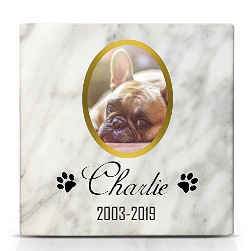 TULLUN Individueller Personalisierter Weißer Natur Marmor Gedenkstein für Hunde, Katze und andere Haustiere - Größe 10 x 10 cm - Goldrahmenfoto TULLUN Individueller Personalisierter Weißer Natur Marmor Gedenkstein für Hunde, Katze und andere Haustiere - Größe 10 x 10 cm - Goldrahmenfoto von TULLUN
