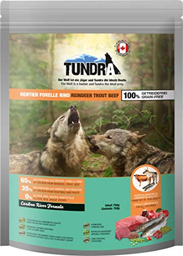 Tundra Hundefutter Rentier, Forelle & Rind - getreidefrei (750 g) von Tundra