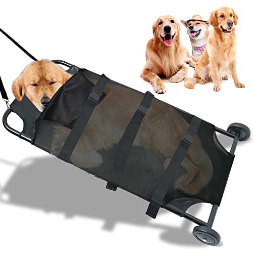 Maximale Traglast: 113,4 kg, großer Hundespanner mit geräuschlosen Rädern, 114,4 x 55,9 cm, Haustier-Transportwagen, Tiergurney (ausklappbar) von TUNTROL