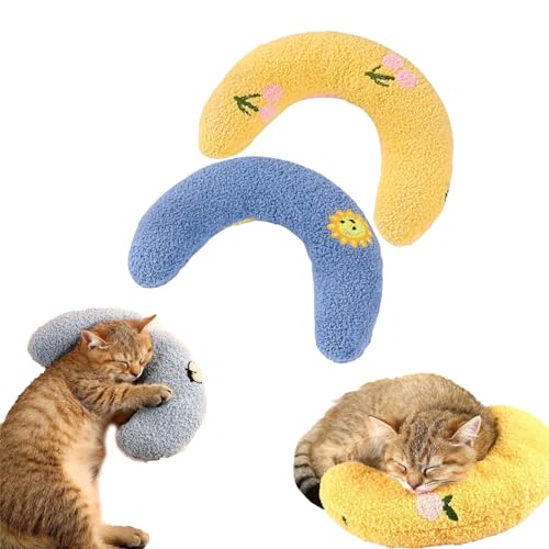 Pupzen - Calming Pillow, Calming Pet Pillow, Cat Lovely Cozy Pillow, U Shaped Half Donut Neck Protector Pillows, Pet Fluffy Pillow Toy, for Small Dogs and Cats (2pcs-A) von TUNTUM