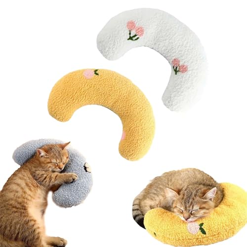 Pupzen - Calming Pillow, Calming Pet Pillow, Cat Lovely Cozy Pillow, U Shaped Half Donut Neck Protector Pillows, Pet Fluffy Pillow Toy, for Small Dogs and Cats (2pcs-B) von TUNTUM