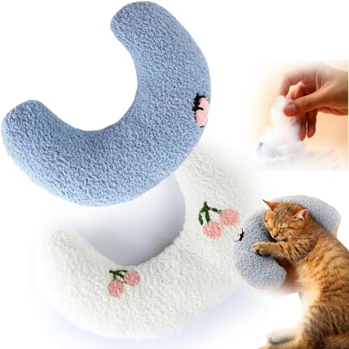 Pupzen - Calming Pillow, Calming Pet Pillow, Cat Lovely Cozy Pillow, U Shaped Half Donut Neck Protector Pillows, Pet Fluffy Pillow Toy, for Small Dogs and Cats (2pcs-E) von TUNTUM