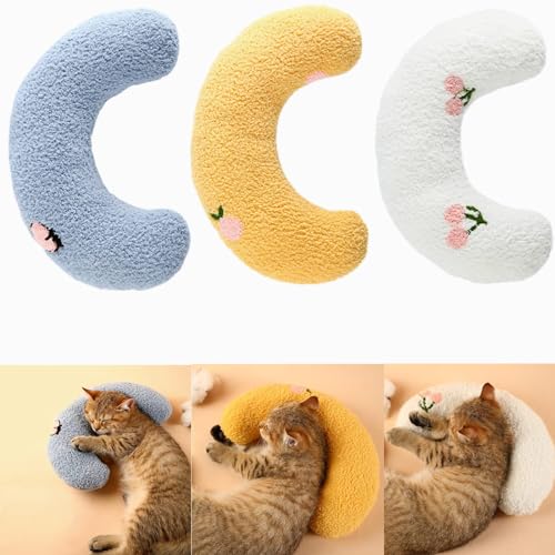 Pupzen - Calming Pillow, Calming Pet Pillow, Cat Lovely Cozy Pillow, U Shaped Half Donut Neck Protector Pillows, Pet Fluffy Pillow Toy, for Small Dogs and Cats (3pcs-A) von TUNTUM
