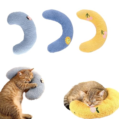 Pupzen - Calming Pillow, Calming Pet Pillow, Cat Lovely Cozy Pillow, U Shaped Half Donut Neck Protector Pillows, Pet Fluffy Pillow Toy, for Small Dogs and Cats (3pcs-B) von TUNTUM