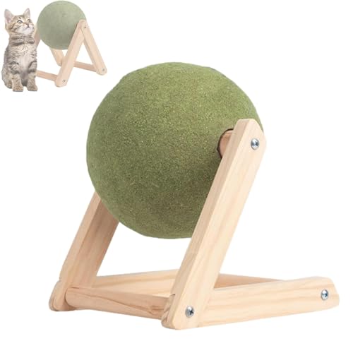 TUNTUM Katzenminze Balls Spielzeug für Katzen, Katzenminze-Bodenballspielzeug, Drehbare Katzenminze-Rollerball-Bodenhalterung, Interaktives Katzenminze-Spielzeug zum Lecken von Katzen (Groß) von TUNTUM