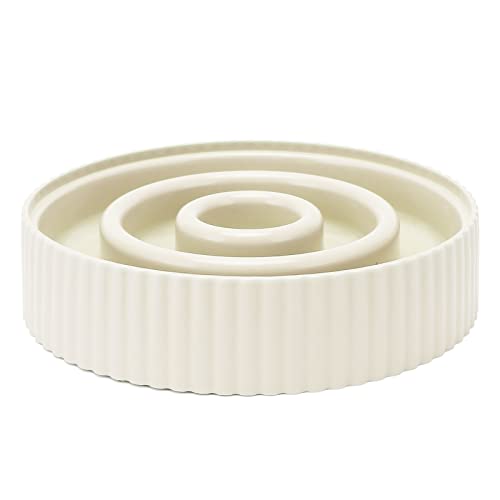 Hunde-Puzzle-Schüssel, fördert die Verdauung, verhindert Ersticken, stabile Basis, langsamer Fressnapf, einfache Reinigung für kleine, mittelgroße Hunde (Beige) von TUORE