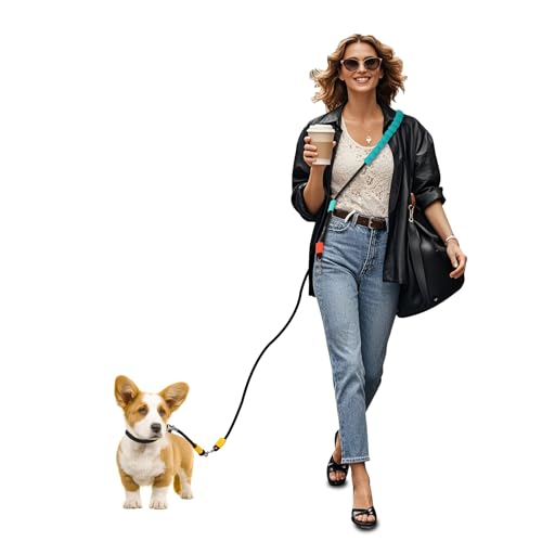 TUOWO Einzelleine Hundeleine2.2m, Zubehör Hundehalsband, Nylon Freihändige Hundeleine, weicher schwammgriff, 2 Karabiner, für große mittlere kleine Hunde Gehen,Joggen und Laufen. von NERECND