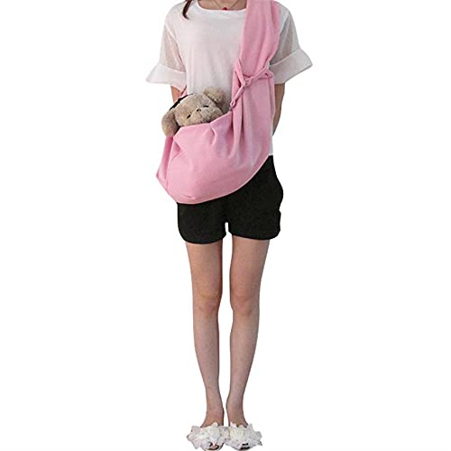 Tragetasche Hund,Hundetragetasche Baumwoll-Haustierhund-Sling-Tragetaschen-Hunde-Trägerbeutel-Einzelhandel Zwei Farbauswahl(Pink) von TUOYDJA