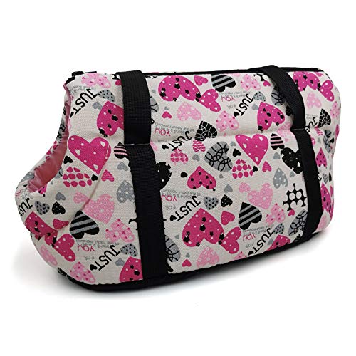 Tragetasche Hund,Hundetragetasche Haustier Carrier for kleine Hund Gemütliche weiche Welpen Katze Umhängetaschen Rucksack Outdoor Reise Sling Bag Chihuahua Pug Pet Supplies(2,L) von TUOYDJA