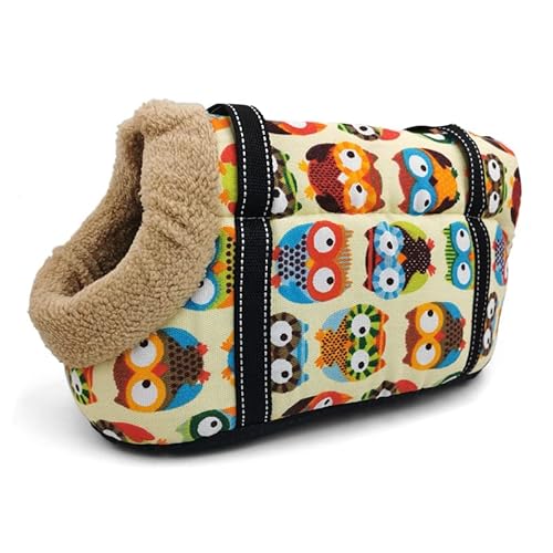 Tragetasche Hund,Hundetragetasche Haustier Carrier for kleine Hund Gemütliche weiche Welpen Katze Umhängetaschen Rucksack Outdoor Reise Sling Bag Chihuahua Pug Pet Supplies(3 with fur,S) von TUOYDJA