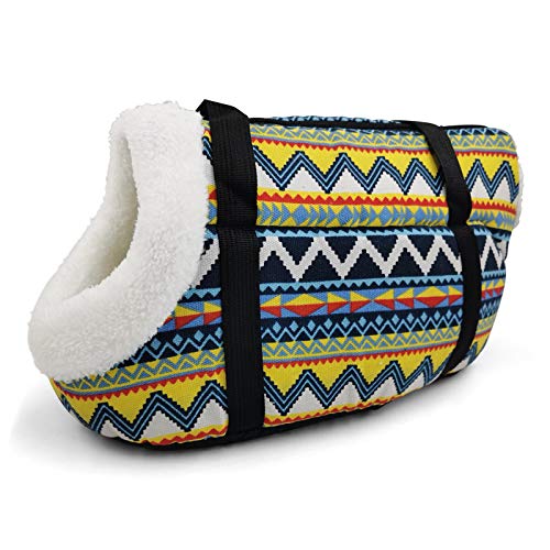 Tragetasche Hund,Hundetragetasche Haustier Carrier for kleine Hund Gemütliche weiche Welpen Katze Umhängetaschen Rucksack Outdoor Reise Sling Bag Chihuahua Pug Pet Supplies(4 with fur,S) von TUOYDJA